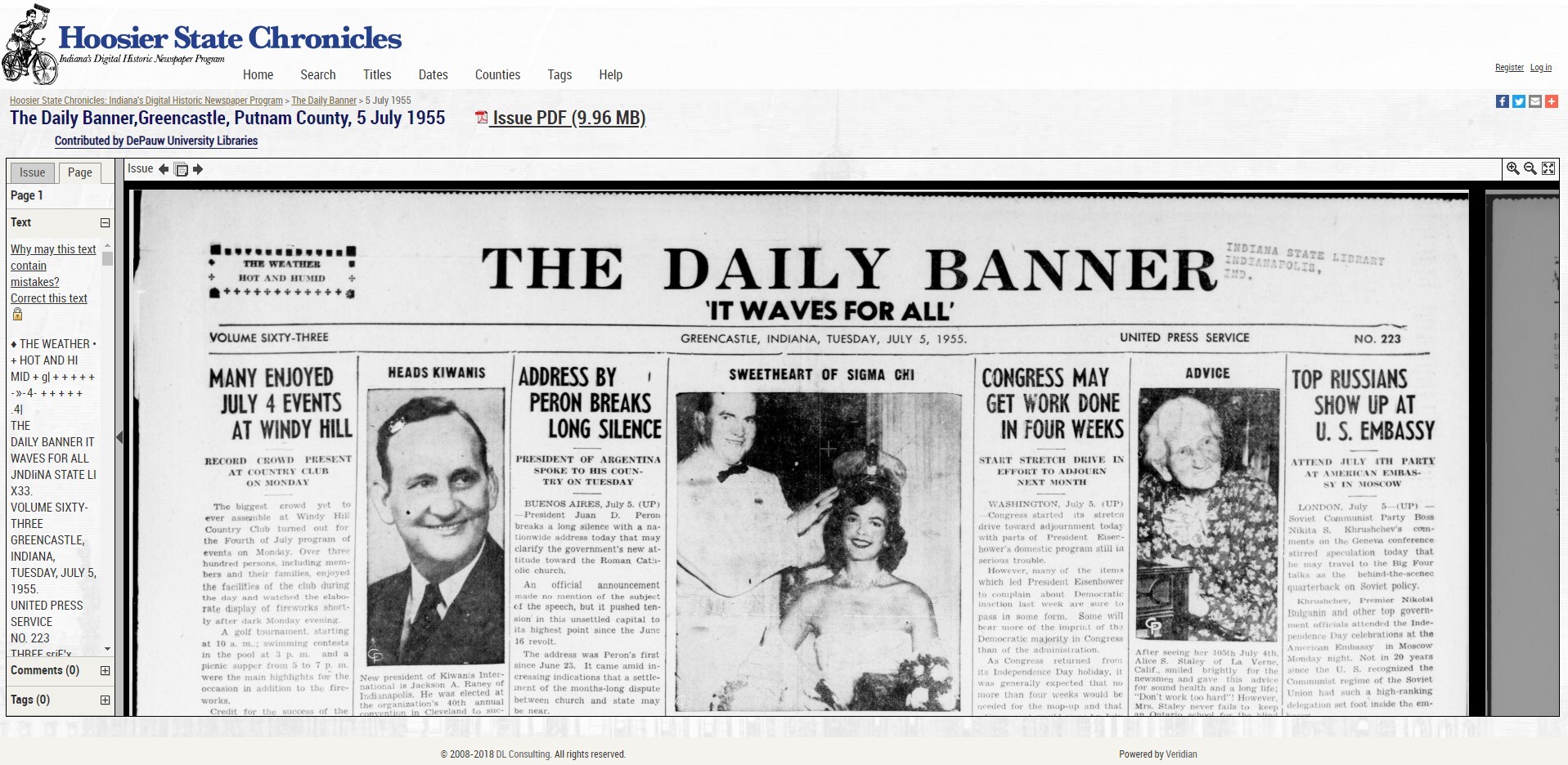 Indiana State Library - Hoosier State Chronicles