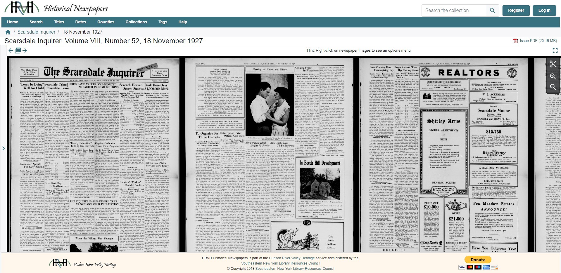Southeastern New York Library Resources Council - HRVH Historical Newspapers