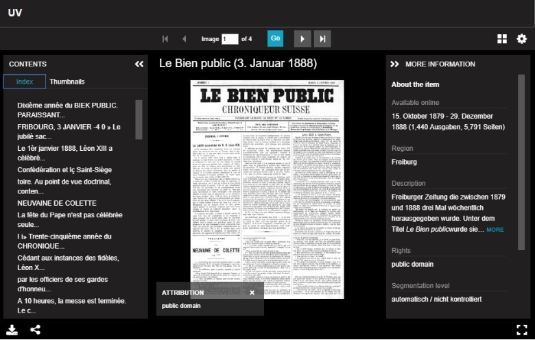 Le Bien Public newspaper within Universal Viewer