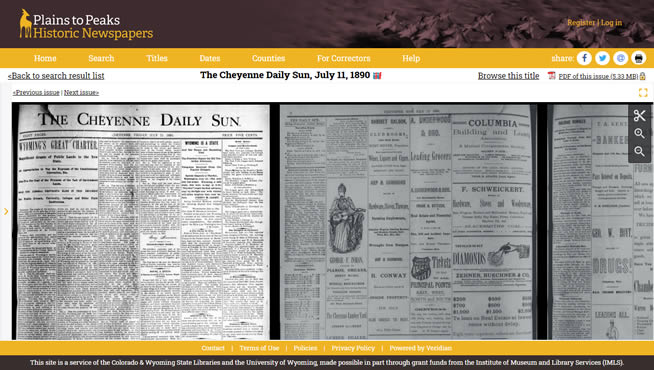 Plains to Peaks Historic Newspapers