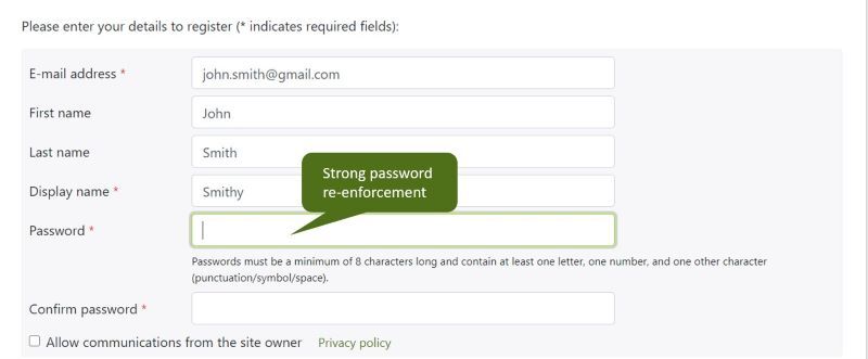 Screenshot showing strong password re-enforcement on a Veridian digital collection