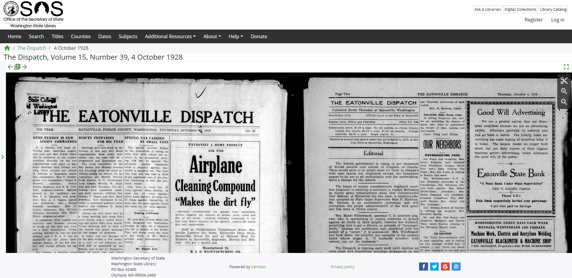 Washington State Library - Washington Digital Newspapers