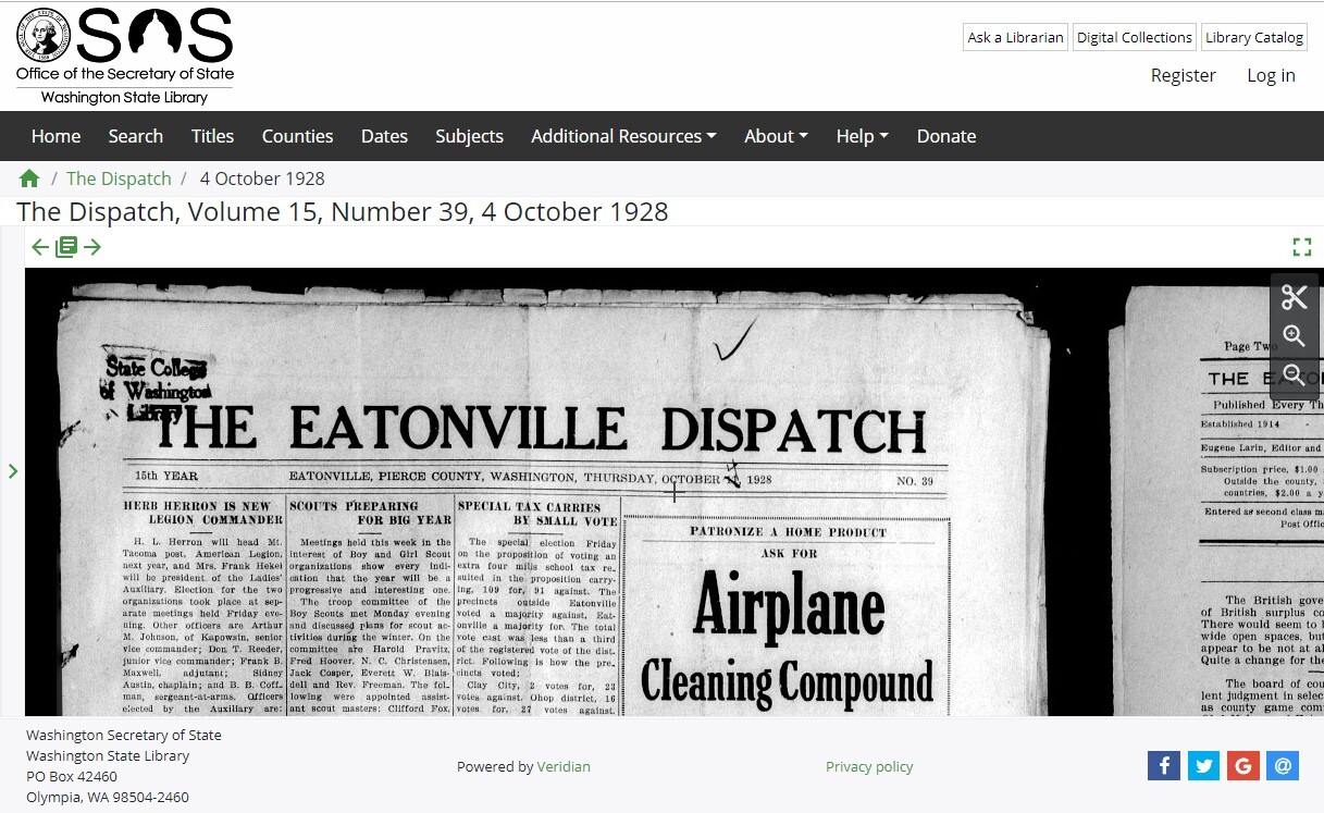 Washington State Library - Washington Digital Newspapers