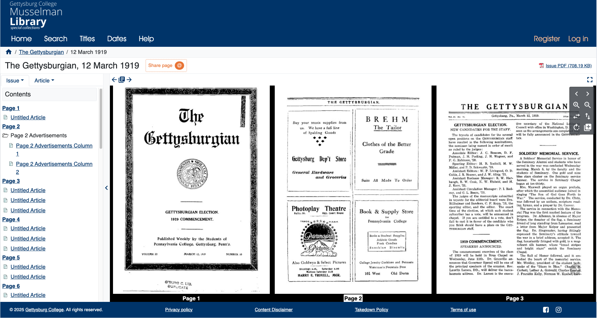 Gettysburg College - The Gettysburgian Archive