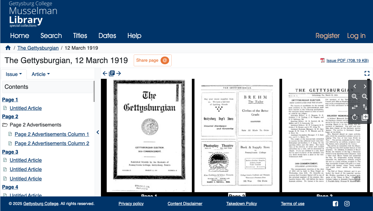 Gettysburg College - The Gettysburgian Archive