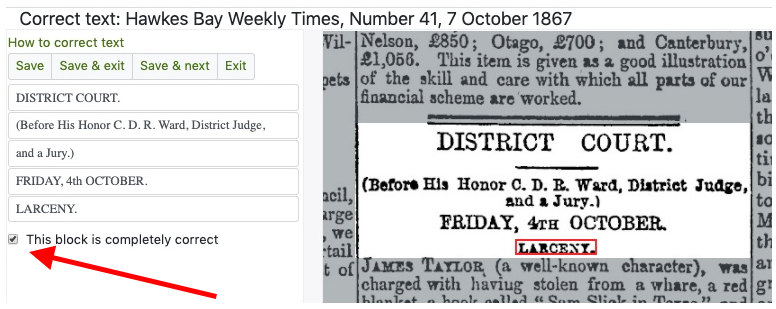 Screenshot of the 'This box is completely correct' checkbox