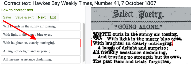 A Screenshot of OCR errors to be corrected
